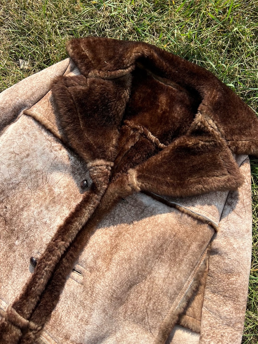 Vtg 70s Genuine Sheepskin Shearling Coat - Picture 3 of 11